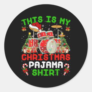 Leuk Dit is mijn kerst pyjama drum kit Kerstmis Ronde Sticker