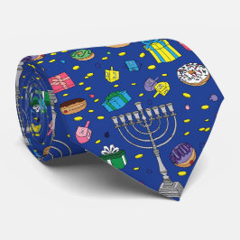 Leuk donkerblauw Chanoeka patroon Stropdas