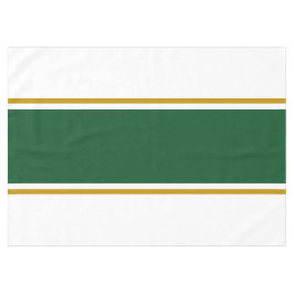 Leuk donkergroen warm bruin racestrepen op wit tafelkleed