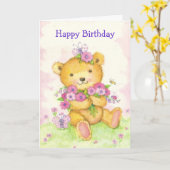 Leuk draag w/butterfy verjaardagskaart kaart (Gele Bloem)