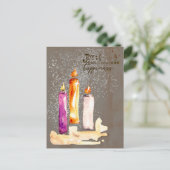 Leuk! Drie kaarsen waterverf glans Feestdagenkaart (Staand voorkant)