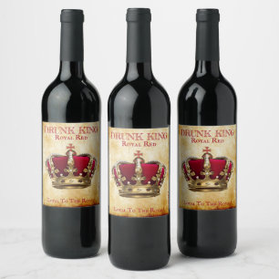 Leuk Drink King Red Wine Label! Wijn Etiket