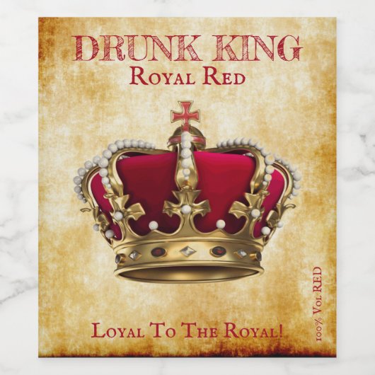 Leuk Drink King Red Wine Label! Wijn Etiket (Enkel label)