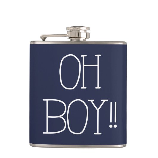 leuk, dun wit OH BOY!! lettertype | Heupfles (Voorkant)