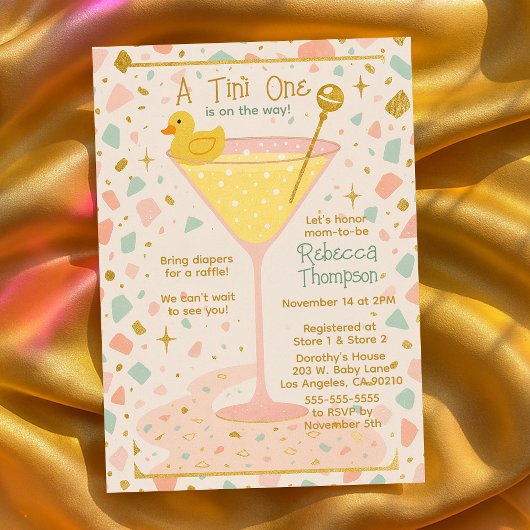 Leuk een Tini One Martini Glass Baby shower Kaart