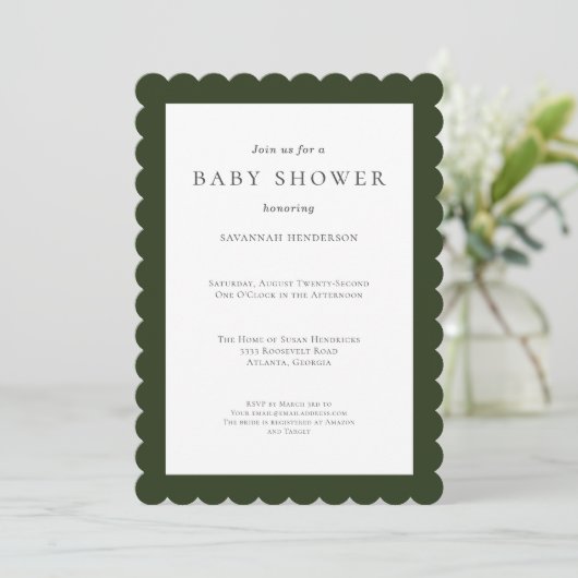 Leuk eenvoudig bos groen Baby shower Kaart (Staand voorkant)