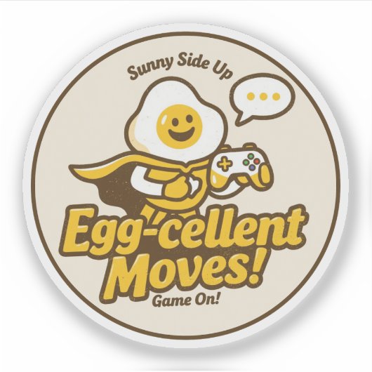 Leuk Ei Gamer "Uitstekende bewegingen! Game aan!" Sticker (Voorkant)