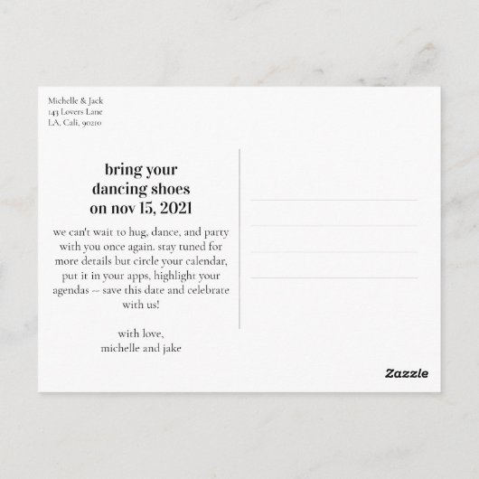 Leuk eigenzinnig ontwerp Sla de datum bruiloft upd Briefkaart (Achterkant)