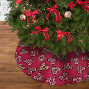Leuk & Elegant Boho Hearts Rood Patroon Kerstboom Rok
