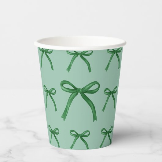 Leuk elegant groen lint patroon papieren bekers (Voorkant)
