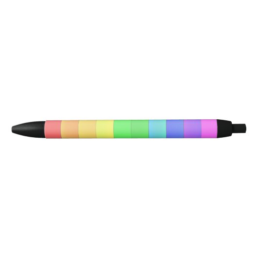 Leuk Elegant Kleurrijke Regenboog Strepen Zwarte Inkt Pen (Voorkant)