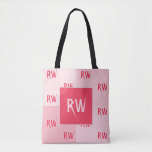 Leuk Elegant Monogrammed Zacht Roos Roze Stoffig R Tote Bag