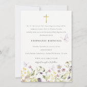 Leuk Elegant Roze Meadow Bloemen Vlinder Doop Kaart (Voorkant)