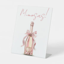 Leuk elegant trouwfeest mimosbar nummers voetstuk 