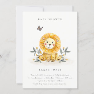 Leuk Elegant Woodland Lion Foliage Baby shower Kaart