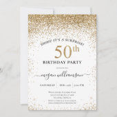 Leuk Elegant Zwart Goud Glitter 50ste Verjaardagsf Kaart (Voorkant)