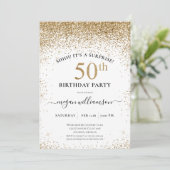 Leuk Elegant Zwart Goud Glitter 50ste Verjaardagsf Kaart (Staand voorkant)