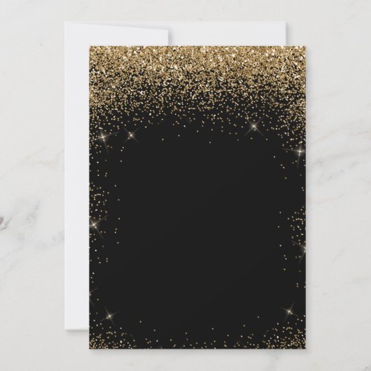 Leuk Elegant Zwart Goud Glitter 50ste Verjaardagsf Kaart (Achterkant)