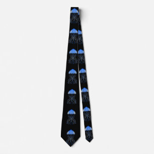 Leuk elektrisch blauw kwal patroon op zwart stropdas