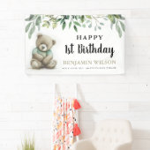 Leuk elke leeftijd Waterverf Teddy Bear Leaves Ver Spandoek (Insitu)