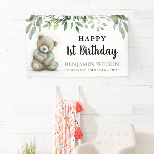 Leuk elke leeftijd Waterverf Teddy Bear Leaves Ver Spandoek (Insitu)