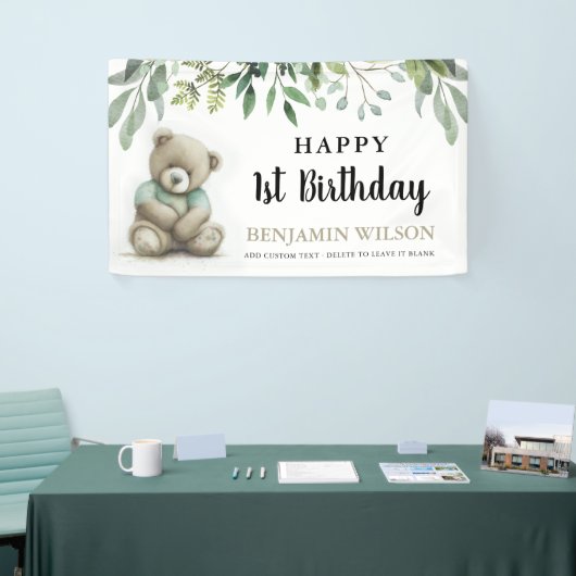 Leuk elke leeftijd Waterverf Teddy Bear Leaves Ver Spandoek (Beurs)