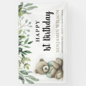 Leuk elke leeftijd Waterverf Teddy Bear Leaves Ver Spandoek (Verticaal)