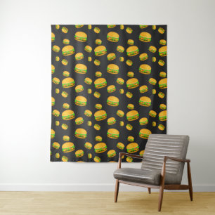 Leuk en cool lekker burger patroon donkergrijze Mu Wandkleed