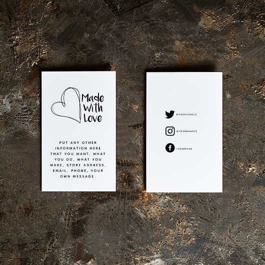 Leuk en eenvoudig gemaakt met liefde hart, sociale informatiekaartje