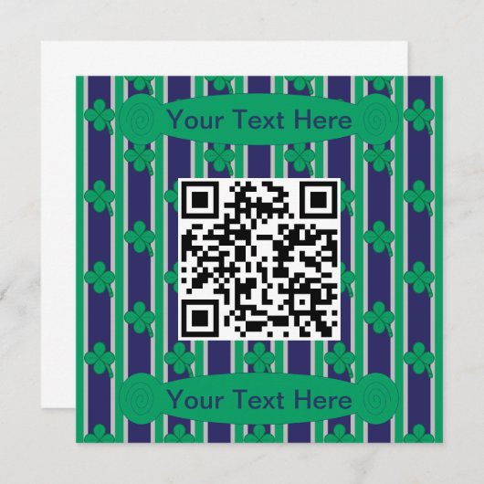 Leuk en Fancy 4 Leaf Clover QR Code Kaart (Voorkant / Achterkant)