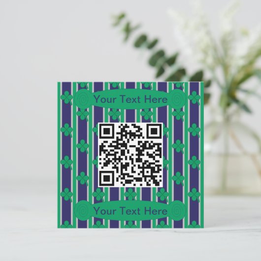 Leuk en Fancy 4 Leaf Clover QR Code Kaart (Staand voorkant)