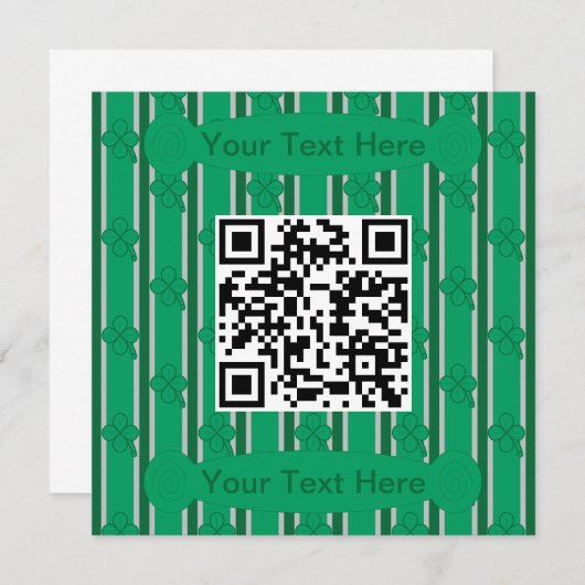 Leuk en Fancy 4 Leaf Clover QR Code Kaart (Voorkant / Achterkant)