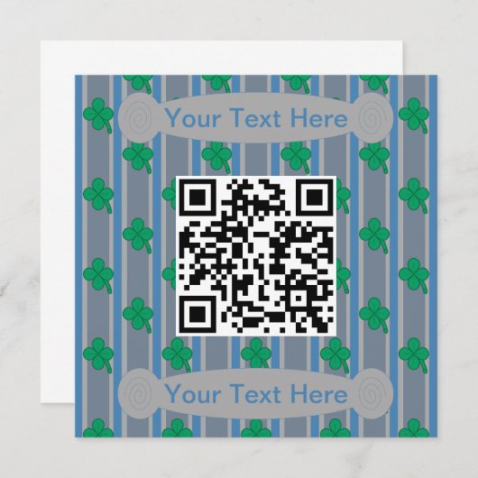 Leuk en Fancy 4 Leaf Clover QR Code Kaart (Voorkant / Achterkant)