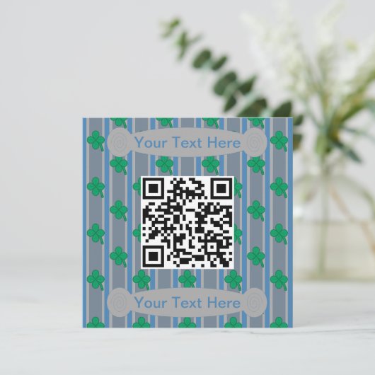 Leuk en Fancy 4 Leaf Clover QR Code Kaart (Staand voorkant)