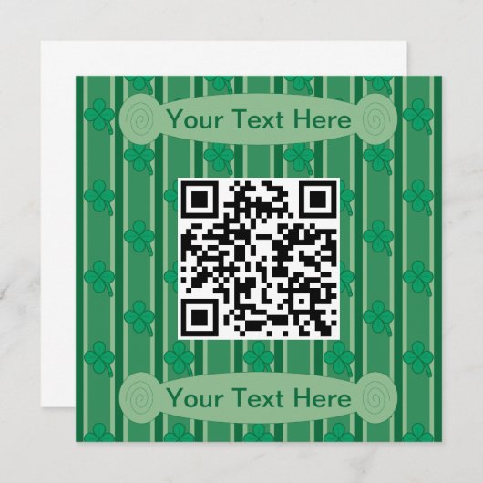 Leuk en Fancy 4 Leaf Clover QR Code Kaart (Voorkant / Achterkant)