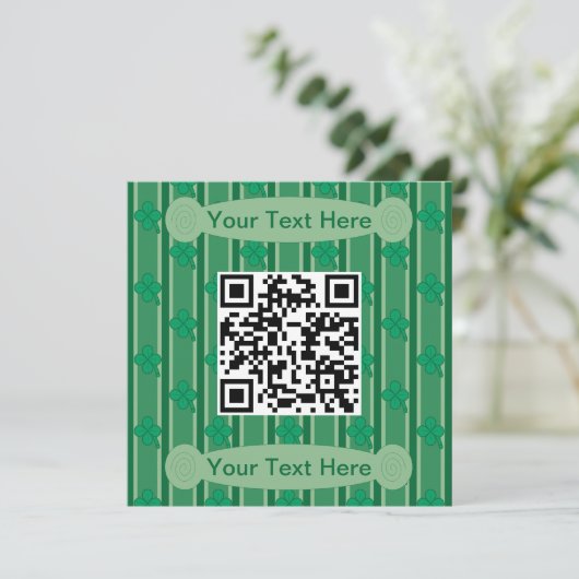 Leuk en Fancy 4 Leaf Clover QR Code Kaart (Staand voorkant)