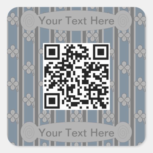 Leuk en Fancy 4 Leaf Clover QR Code Vierkante Sticker (Voorkant)