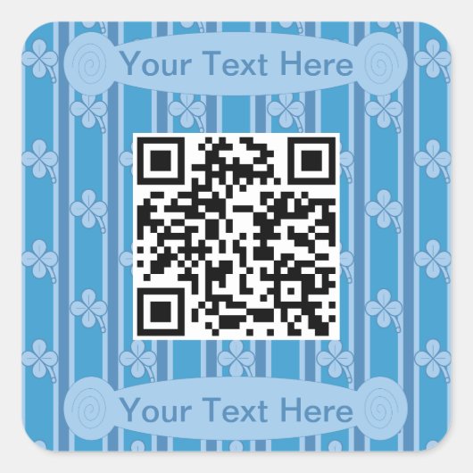 Leuk en Fancy 4 Leaf Clover QR Code Vierkante Sticker (Voorkant)