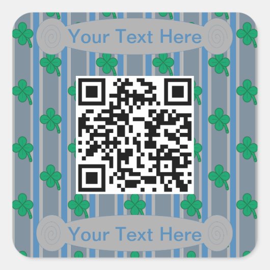 Leuk en Fancy 4 Leaf Clover QR Code Vierkante Sticker (Voorkant)