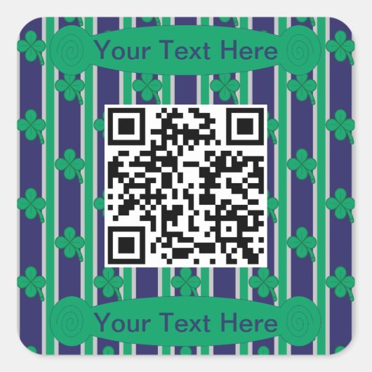 Leuk en Fancy 4 Leaf Clover QR Code Vierkante Sticker (Voorkant)