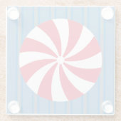 Leuk en Fancy Blauw Kerst Peppermint Snoep Glazen Onderzetter (Achterkant)