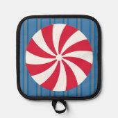 Leuk en Fancy Blauw Kerst Peppermint Snoep Pannenlap (Voorkant)