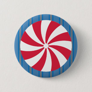 Leuk en Fancy Blauw Kerst Peppermint Snoep Ronde Button 5,7 Cm