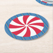 Leuk en Fancy Blauw Kerst Peppermint Snoep Ronde Kartonnen Onderzetter (Gebogen)