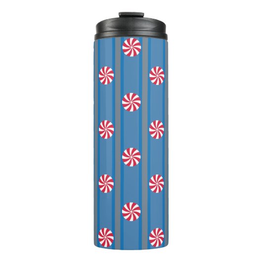 Leuk en Fancy Blauw Kerst Peppermint Snoep Thermosbeker (Voorkant)