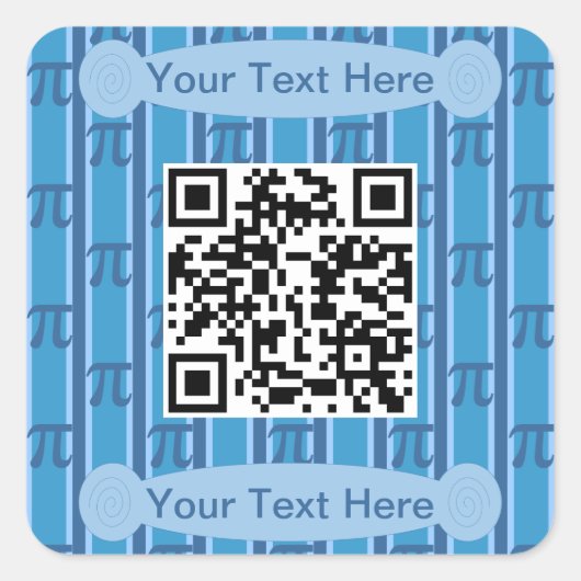 Leuk en Fancy Blauw PII 3.142 QR Code Vierkante Sticker (Voorkant)