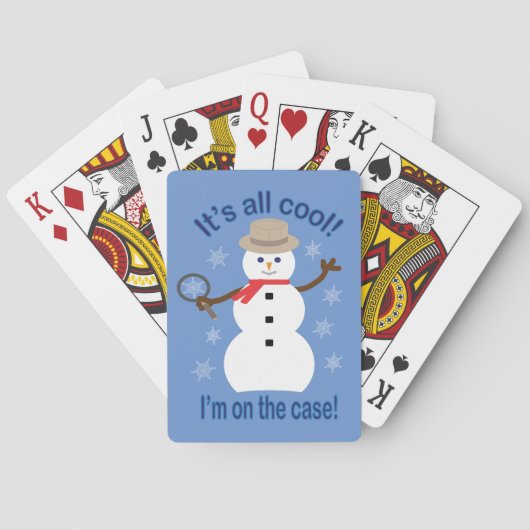 Leuk en Fancy Het is allemaal Cool Snowman Detecti Pokerkaarten (Achterkant)