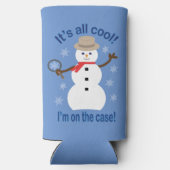 Leuk en Fancy Het is allemaal Cool Snowman Detecti Seltzer Blikjeskoeler (Achterkant)
