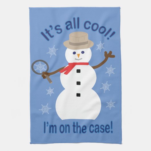 Leuk en Fancy Het is allemaal Cool Snowman Detecti Theedoek (Verticaal)