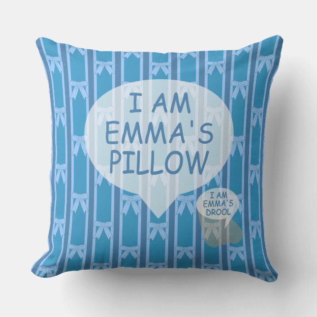 Leuk en Fancy Ik ben gestreept Blue Bow Pillow Kussen (Voorkant)